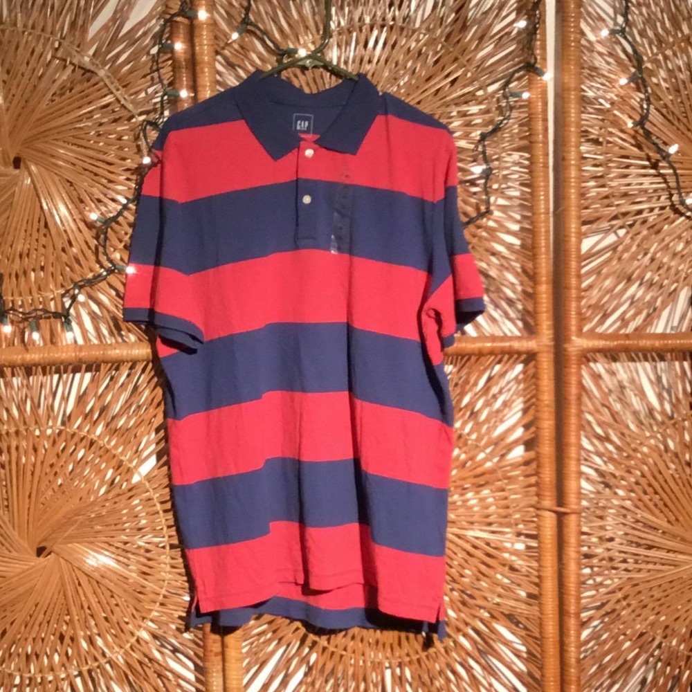 Gap Men Polo Shirt Red Blue Size XL